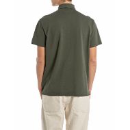 Picture of REPLAY MEN'S REGULAR-FIT COTTON PIQUET T-SHIRT IN MILITARY GREEN 2