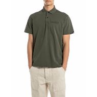 Picture of REPLAY MEN'S REGULAR-FIT COTTON PIQUET T-SHIRT IN MILITARY GREEN 1