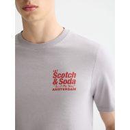 Picture of SCOTCH&SODA MEN'S REGULAR FIT FRONT + BACK AW T-SHIRT IN GREY MELANGE 6