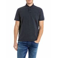 Picture of REPLAY MEN'S REGULAR-FIT PIQUÉ POLO-SHIRT IN DEEP NAVY 1