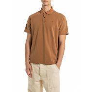 Picture of REPLAY MEN'S REGULAR-FIT PIQUÉ POLO-SHIRT IN BRANDY 1