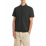 Picture of REPLAY MEN'S REGULAR-FIT PIQUÉ POLO-SHIRT IN BLACKBOARD 1