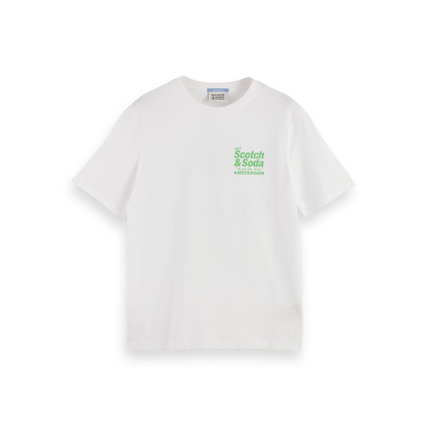 Picture of SCOTCH&SODA MEN'S REGULAR FIT FRONT + BACK AW T-SHIRT IN WHITE