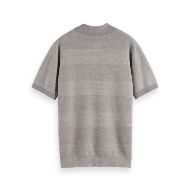 Picture of SCOTCH&SODA MEN'S KNITTED TONE ON TONE STRIPED REGULAR FIT POLO IN MEDIUM GREY 2