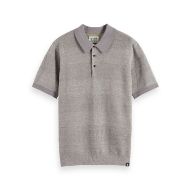 Picture of SCOTCH&SODA MEN'S KNITTED TONE ON TONE STRIPED REGULAR FIT POLO IN MEDIUM GREY 1