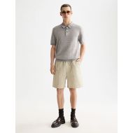 Picture of SCOTCH&SODA MEN'S KNITTED TONE ON TONE STRIPED REGULAR FIT POLO IN MEDIUM GREY 7