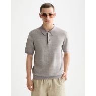 Picture of SCOTCH&SODA MEN'S KNITTED TONE ON TONE STRIPED REGULAR FIT POLO IN MEDIUM GREY 4