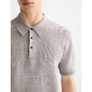 Picture of SCOTCH&SODA MEN'S KNITTED TONE ON TONE STRIPED REGULAR FIT POLO IN MEDIUM GREY 6