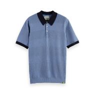 Picture of SCOTCH&SODA MEN'S KNITTED TONE ON TONE STRIPED REGULAR FIT POLO IN BLUE 1
