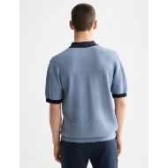 Picture of SCOTCH&SODA MEN'S KNITTED TONE ON TONE STRIPED REGULAR FIT POLO IN BLUE 5