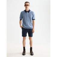 Picture of SCOTCH&SODA MEN'S KNITTED TONE ON TONE STRIPED REGULAR FIT POLO IN BLUE 7