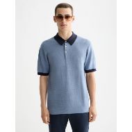 Picture of SCOTCH&SODA MEN'S KNITTED TONE ON TONE STRIPED REGULAR FIT POLO IN BLUE 4