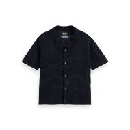 Picture of SCOTCH&SODA MEN'S JACQUARD KNITTED SHORT SLEEVE SHIRT IN NAVY 1