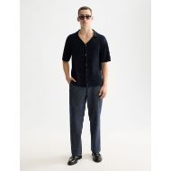 Picture of SCOTCH&SODA MEN'S JACQUARD KNITTED SHORT SLEEVE SHIRT IN NAVY 7