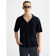 Picture of SCOTCH&SODA MEN'S JACQUARD KNITTED SHORT SLEEVE SHIRT IN NAVY 4