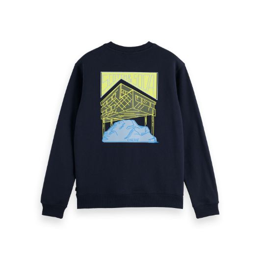 Показвай детайлите за SCOTCH&SODA MEN'S FRONT + BACK ARTWORK SWEATSHIRT IN NAVY 2 - FanPoint Снимка на SCOTCH&SODA MEN'S FRONT + BACK ARTWORK SWEATSHIRT IN NAVY 2