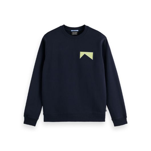 Показвай детайлите за SCOTCH&SODA MEN'S FRONT + BACK ARTWORK SWEATSHIRT IN NAVY 1 - FanPoint Снимка на SCOTCH&SODA MEN'S FRONT + BACK ARTWORK SWEATSHIRT IN NAVY 1