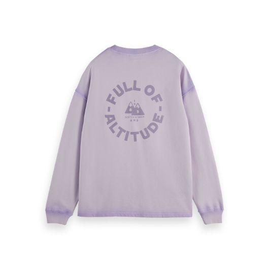 Показвай детайлите за SCOTCH&SODA MEN'S WASH/ GD ARTWORK SWEATSHIRT IN PURPLE 2 - FanPoint Снимка на SCOTCH&SODA MEN'S WASH/ GD ARTWORK SWEATSHIRT IN PURPLE 2