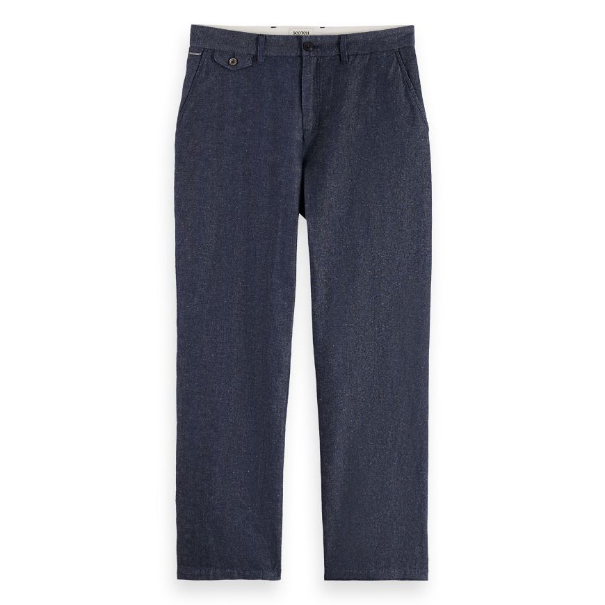 Снимка на SCOTCH&SODA MEN'S OTIS - COTTON LINEN TWILL RELAXED STRAIGHT FIT CHINO IN NAVY