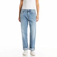 Picture of REPLAY WOMEN'S AUBRY BOY-FIT JEANS 12 OZ COTTON LYOCELL DENIM IN LIGHT BLUE 1