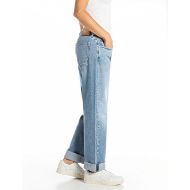 Picture of REPLAY WOMEN'S AUBRY BOY-FIT JEANS 12 OZ COTTON LYOCELL DENIM IN LIGHT BLUE 2