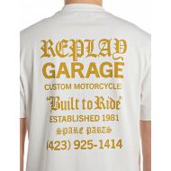 Picture of REPLAY MEN'S COTTON T-SHIRT WITH REPLAY GARAGE PRINTS IN NATURAL WHITE 3