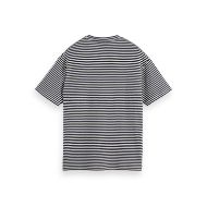 Picture of SCOTCH&SODA MEN'S DOUBLE FACE JERSEY POCKET T-SHIRT IN NAVY/WHITE 2