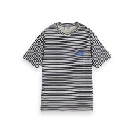 Picture of SCOTCH&SODA MEN'S DOUBLE FACE JERSEY POCKET T-SHIRT IN NAVY/WHITE 1