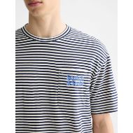 Picture of SCOTCH&SODA MEN'S DOUBLE FACE JERSEY POCKET T-SHIRT IN NAVY/WHITE 6