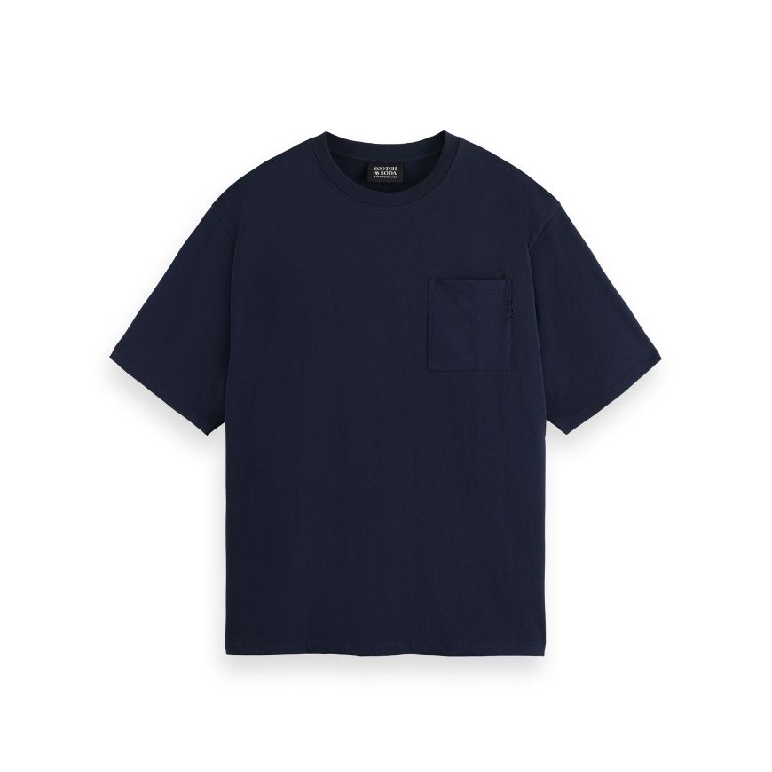 Picture of SCOTCH&SODA MEN'S CORE - 3 CROSSES LOOSE FIT POCKET T-SHIRT IN NIGHT