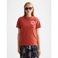 Снимка на SCOTCH&SODA WOMEN'S CHEST ARTWORK REGULAR FIT T-SHIRT IN KETCHUP 4