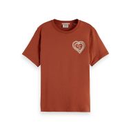 Снимка на SCOTCH&SODA WOMEN'S CHEST ARTWORK REGULAR FIT T-SHIRT IN KETCHUP 1