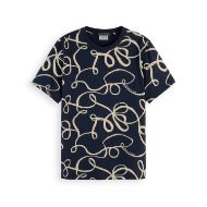 Снимка на SCOTCH&SODA WOMEN'S ALL OVER PRINT REGULAR FIT T-SHIRT IN RIBBON NAVY AOP 1