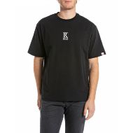 Picture of REPLAY MEN'S COTTON T-SHIRT WITH REPLAY RECORDS PRINTS IN BLACK 1