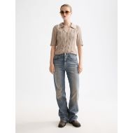 Снимка на SCOTCH&SODA WOMEN'S POINTELLE COLLARED KNITTED POLO IN PLAZA TAUPE 7