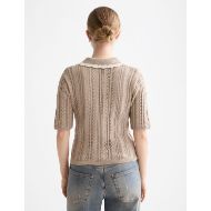 Снимка на SCOTCH&SODA WOMEN'S POINTELLE COLLARED KNITTED POLO IN PLAZA TAUPE 5
