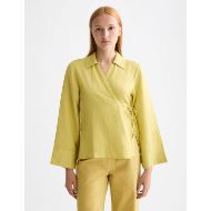 Снимка на SCOTCH&SODA WOMEN'S WRAP SHIRT WITH TIE CLOSURE IN GOLDEN GREEN 4