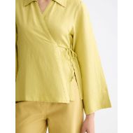 Снимка на SCOTCH&SODA WOMEN'S WRAP SHIRT WITH TIE CLOSURE IN GOLDEN GREEN 6