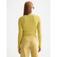 Снимка на SCOTCH&SODA WOMEN'S SLASH NECK TEXTURED STITCH PULLOVER IN GOLDEN GREEN 5