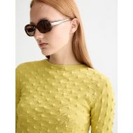 Снимка на SCOTCH&SODA WOMEN'S SLASH NECK TEXTURED STITCH PULLOVER IN GOLDEN GREEN 6