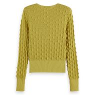 Снимка на SCOTCH&SODA WOMEN'S SLASH NECK TEXTURED STITCH PULLOVER IN GOLDEN GREEN 2