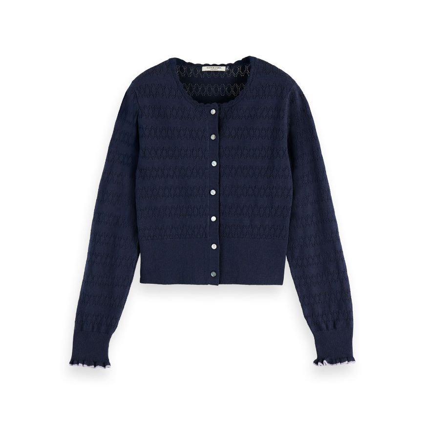 Снимка на SCOTCH&SODA WOMEN'S POINTELLE KNITTED CARDIGAN IN SKY CAPTAIN