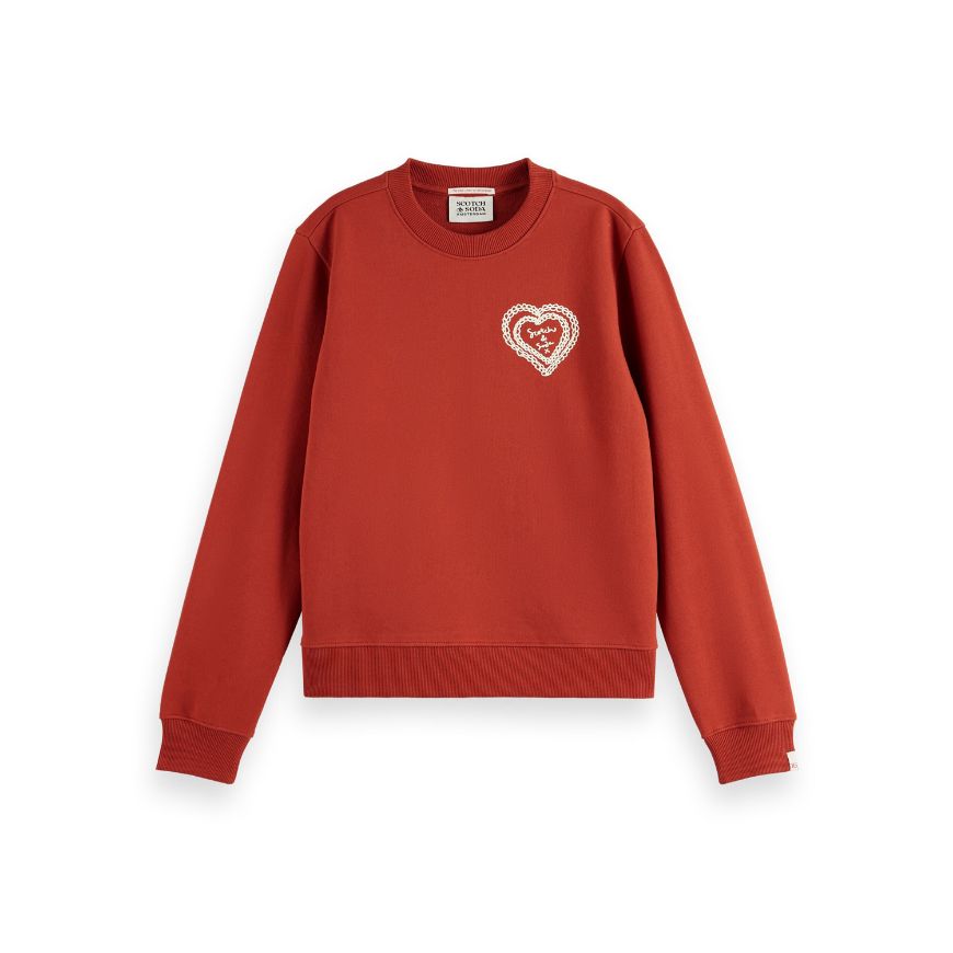Снимка на SCOTCH&SODA WOMEN'S REGULAR FIT CHEST ARTWORK SWEATER IN RED