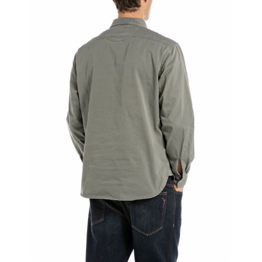 Show details for REPLAY MEN'S GARMENT DYED OXFORD SHIRT IN GREY MILITARY 2 - FanPoint Picture of REPLAY MEN'S GARMENT DYED OXFORD SHIRT IN GREY MILITARY 2