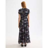 Снимка на SCOTCH&SODA WOMEN'S GATHERED MAXI DRESS IN BLACK MOUNTAIN 6