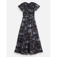 Снимка на SCOTCH&SODA WOMEN'S GATHERED MAXI DRESS IN BLACK MOUNTAIN 1