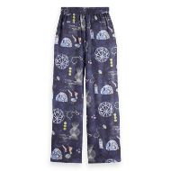 Снимка на SCOTCH&SODA WOMEN'S GIA - MID RISE WIDE LEG ELASTICATED TROUSERS IN BLOCK PRINT IN BLACK MOUNTAIN 2