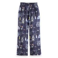 Снимка на SCOTCH&SODA WOMEN'S GIA - MID RISE WIDE LEG ELASTICATED TROUSERS IN BLOCK PRINT IN BLACK MOUNTAIN 1