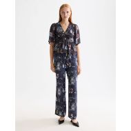 Снимка на SCOTCH&SODA WOMEN'S GIA - MID RISE WIDE LEG ELASTICATED TROUSERS IN BLOCK PRINT IN BLACK MOUNTAIN 7