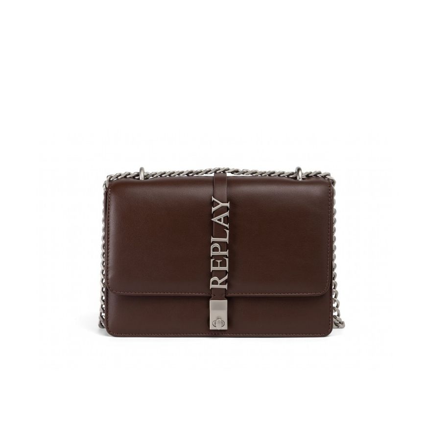 Снимка на REPLAY ДАМСКА ЧАНТА ЗА РАМО CROSSBODY BAG WITH BELT WITH LETTERING В КАФЯВО
